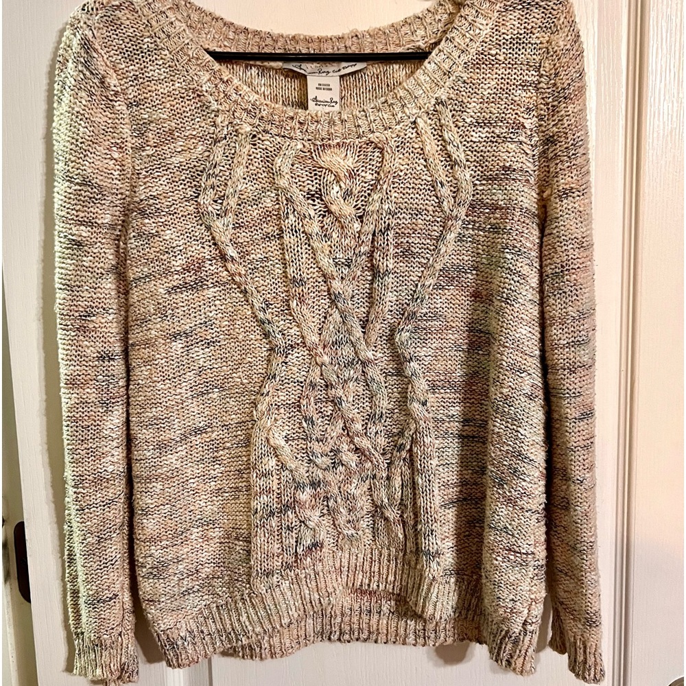 American rag pastel confetti cable knit sweater blush pink size small S